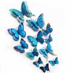 3D double butterflies with magnet, house or event decorations, set of 12 pieces, blue color, A10